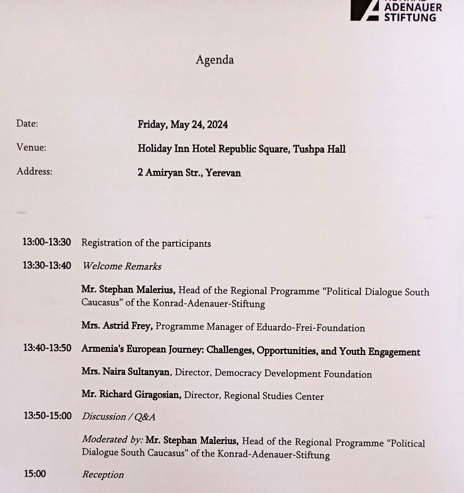 “ARMENIA’S PATH TO EUROPE”